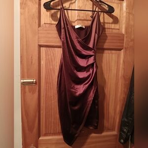 Chocolate brown satin slip dress one once size small